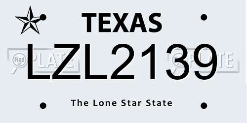 LZL2139 Texas License Plate