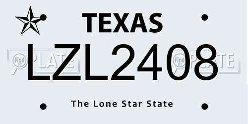 LZL2408 Texas License Plate