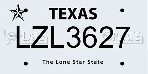 LZL3627 Texas License Plate
