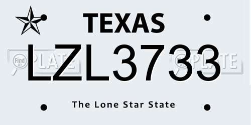 LZL3733 Texas License Plate