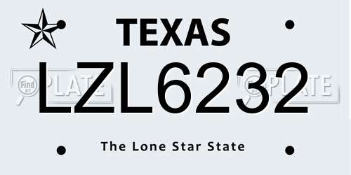 LZL6232 Texas License Plate