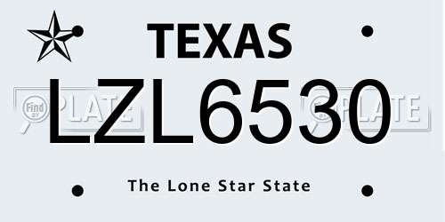 LZL6530 Texas License Plate