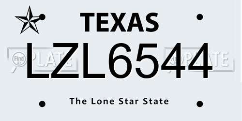 LZL6544 Texas License Plate