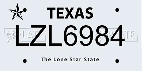 LZL6984 Texas License Plate