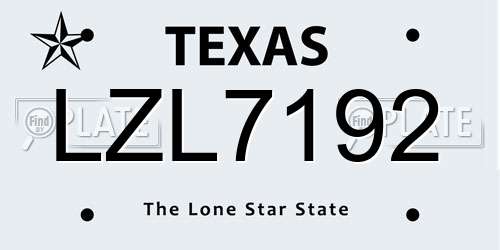 LZL7192 Texas License Plate
