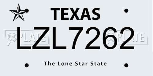 LZL7262 Texas License Plate