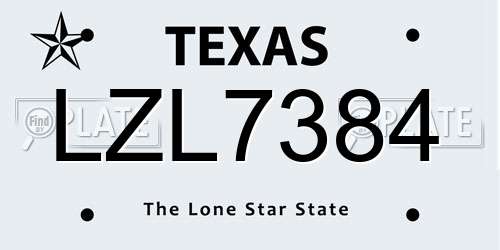 LZL7384 Texas License Plate