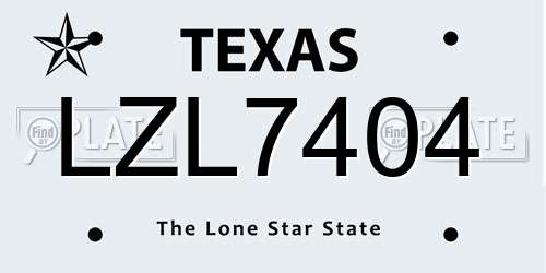 LZL7404 Texas License Plate