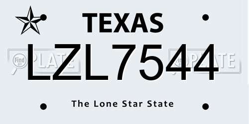 LZL7544 Texas License Plate