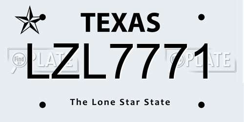 LZL7771 Texas License Plate