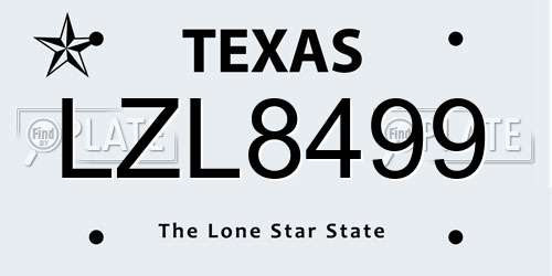 LZL8499 Texas License Plate