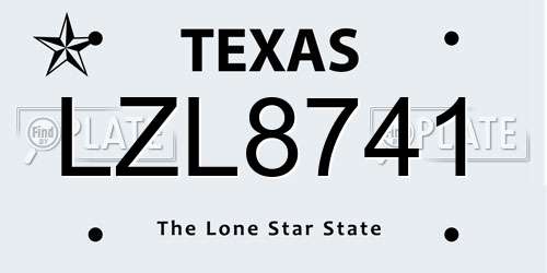 LZL8741 Texas License Plate