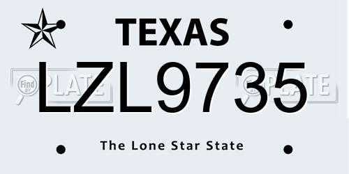 LZL9735 Texas License Plate