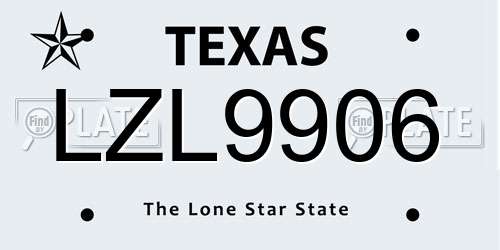 LZL9906 Texas License Plate