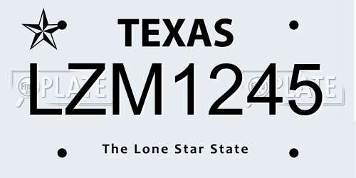 LZM1245 Texas License Plate