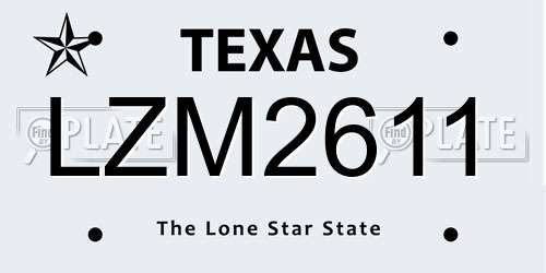 LZM2611 Texas License Plate