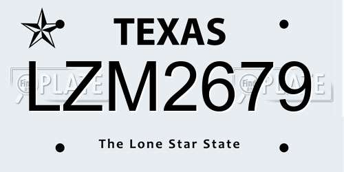 LZM2679 Texas License Plate