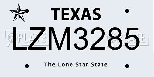 LZM3285 Texas License Plate