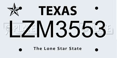LZM3553 Texas License Plate