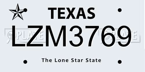 LZM3769 Texas License Plate