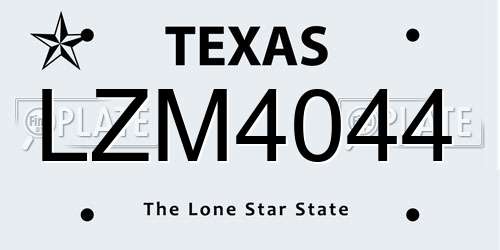 LZM4044 Texas License Plate