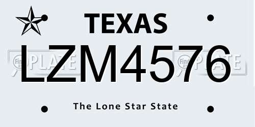 LZM4576 Texas License Plate