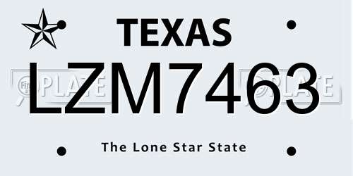 LZM7463 Texas License Plate