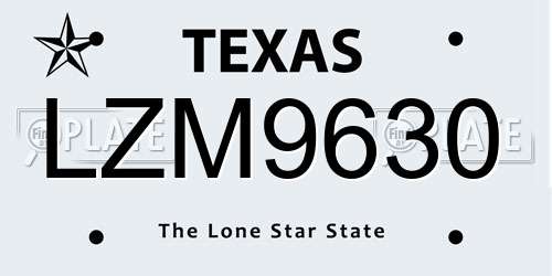 LZM9630 Texas License Plate
