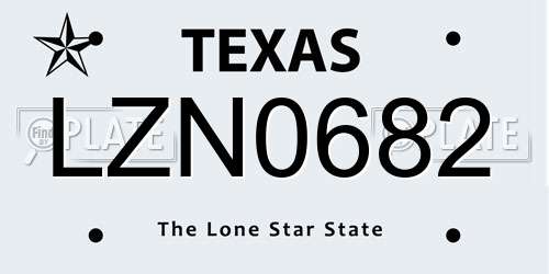 LZN0682 Texas License Plate