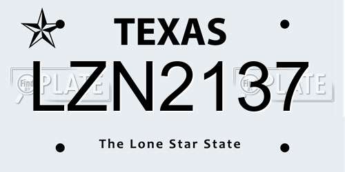 LZN2137 Texas License Plate