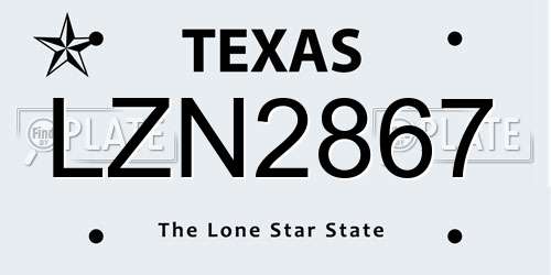 LZN2867 Texas License Plate