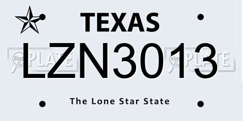 LZN3013 Texas License Plate