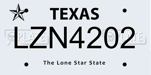LZN4202 Texas License Plate