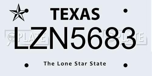 LZN5683 Texas License Plate