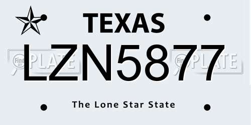 LZN5877 Texas License Plate