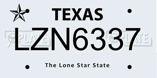 LZN6337 Texas License Plate