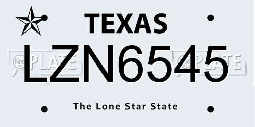 LZN6545 Texas License Plate