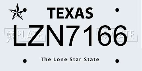 LZN7166 Texas License Plate