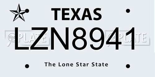 LZN8941 Texas License Plate