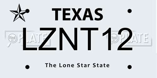 LZNT12 Texas License Plate