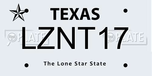 LZNT17 Texas License Plate