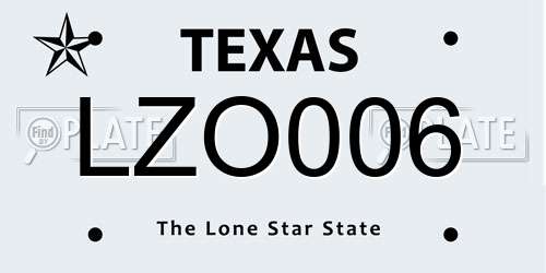 LZO006 Texas License Plate