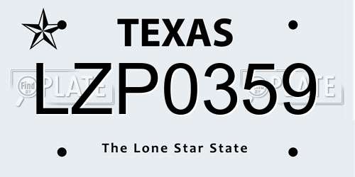 LZP0359 Texas License Plate