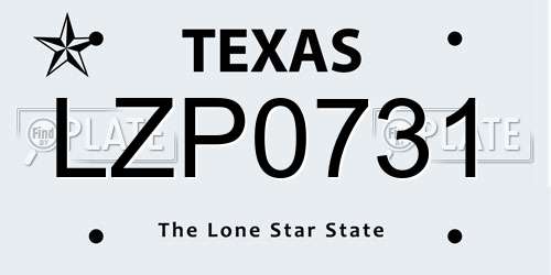 LZP0731 Texas License Plate