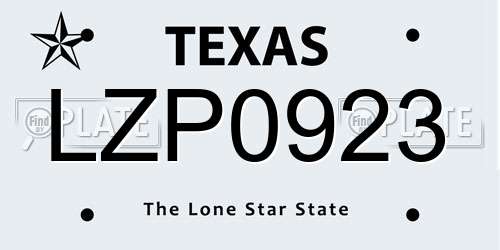 LZP0923 Texas License Plate