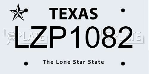 LZP1082 Texas License Plate