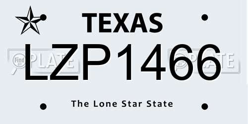 LZP1466 Texas License Plate
