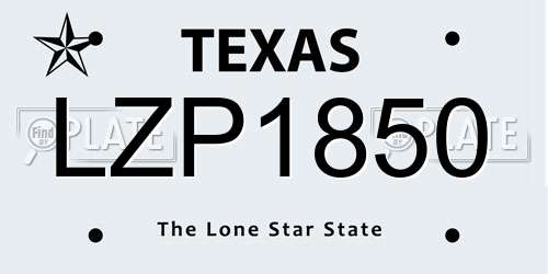 LZP1850 Texas License Plate