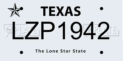 LZP1942 Texas License Plate