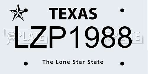 LZP1988 Texas License Plate